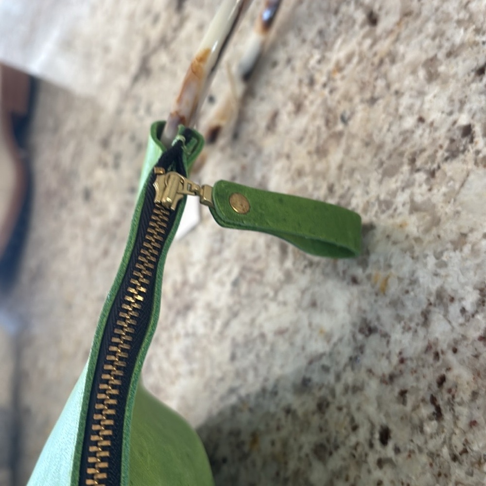 Green Leather Wristlet Clutch – “Designed for Joy New - Picture 4 of 7